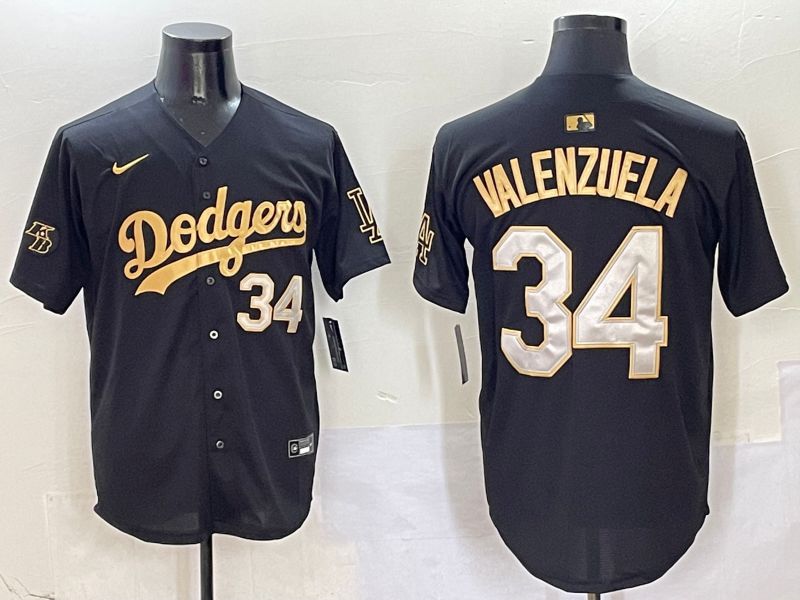 Men Los Angeles Dodgers 34 Valenzuela Black Game Nike 2025 MLB Jersey style 5043